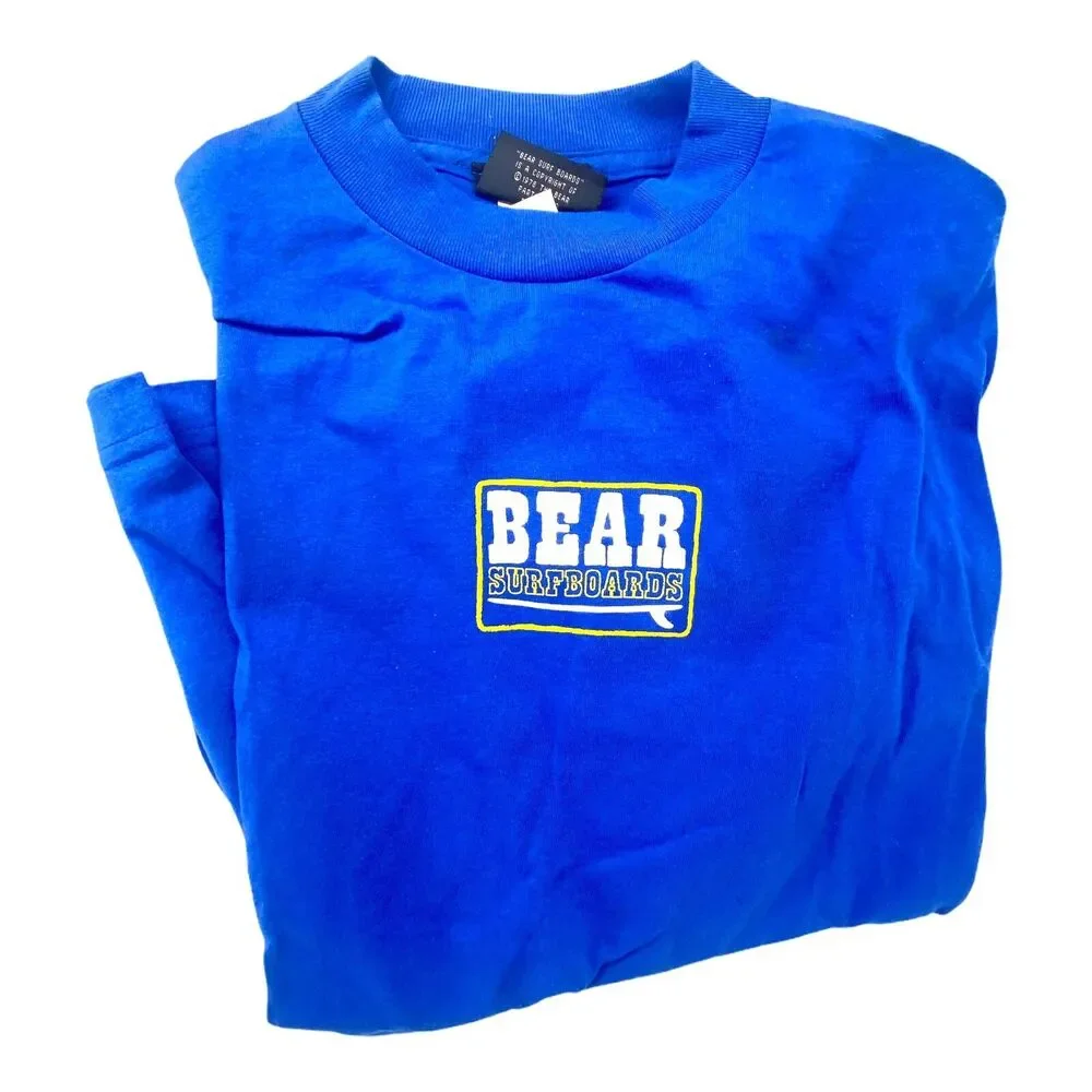 Bear Surfboards Shirt Men Size Medium Blue Logo USA Made Y2K 1990's Surf Graphic - Picture 2 of 7